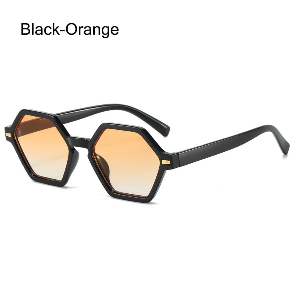 Trendy Hexagonal Small Frame Sunglasses Hip-Hop Style UV400 Protection Unisex Rivet Design Fashion Shades