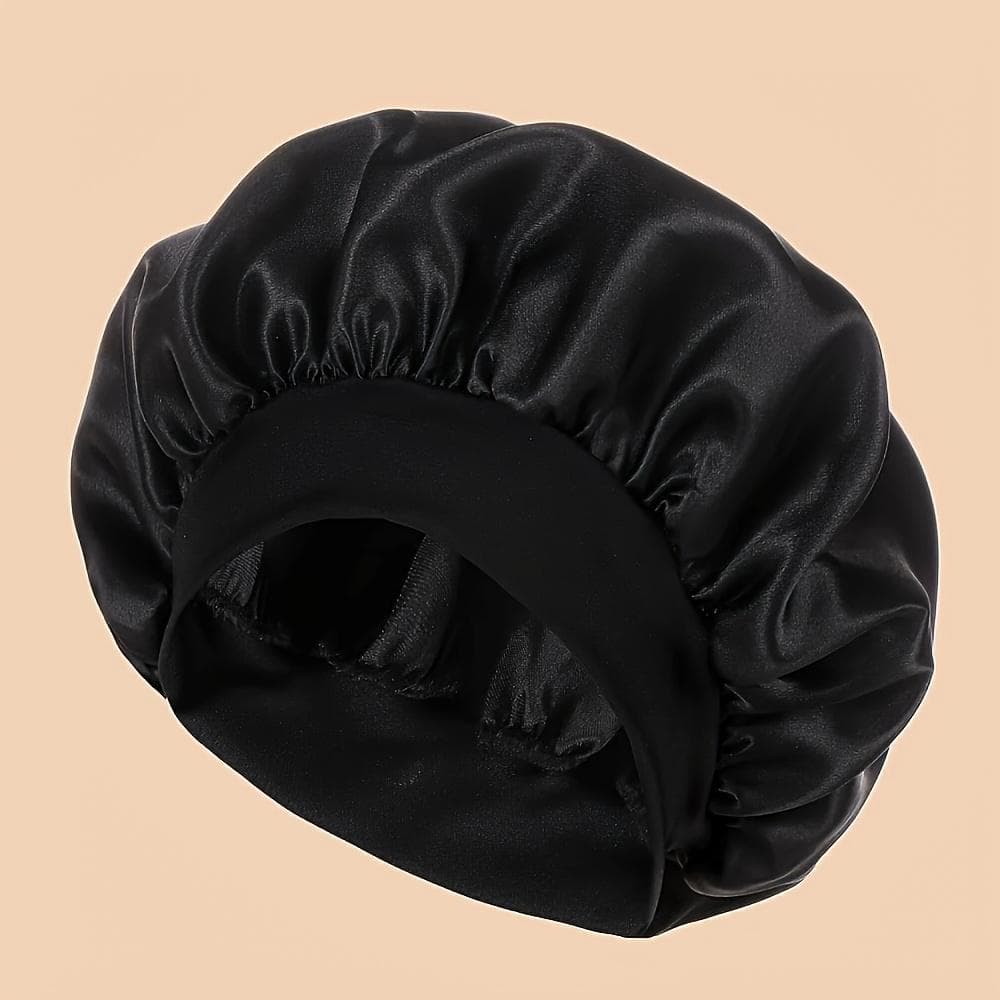 Satin Bonnet Hair Bonnet For Sleeping Silk Bonnets For Women With Elastic Soft Band For Hair Care black