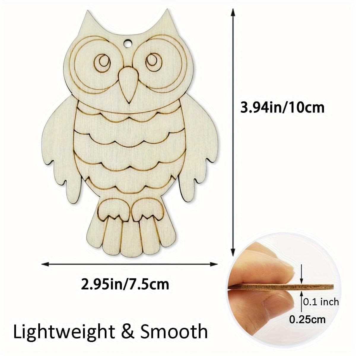 30pcs Owl Wooden Cutouts for DIY Crafts - Blank Shaped Ornaments with Hanging Rope, Perfect for Wedding, Birthday & Christmas Decorations 30pcs