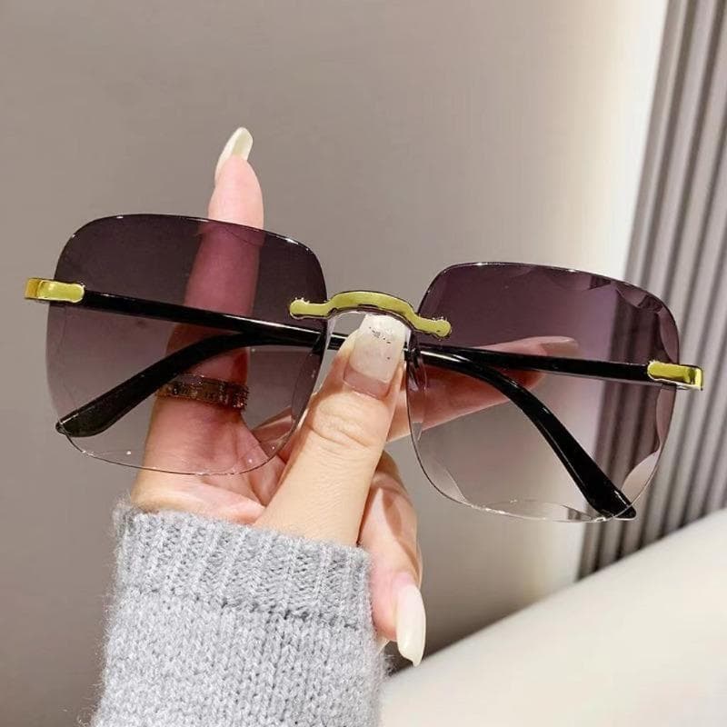 Vintage Square Sunglasses for Women Large Frame UV400 Protection Fashion Casual Sun Glasses Ladies Frameless Eyewear As shown in the figu