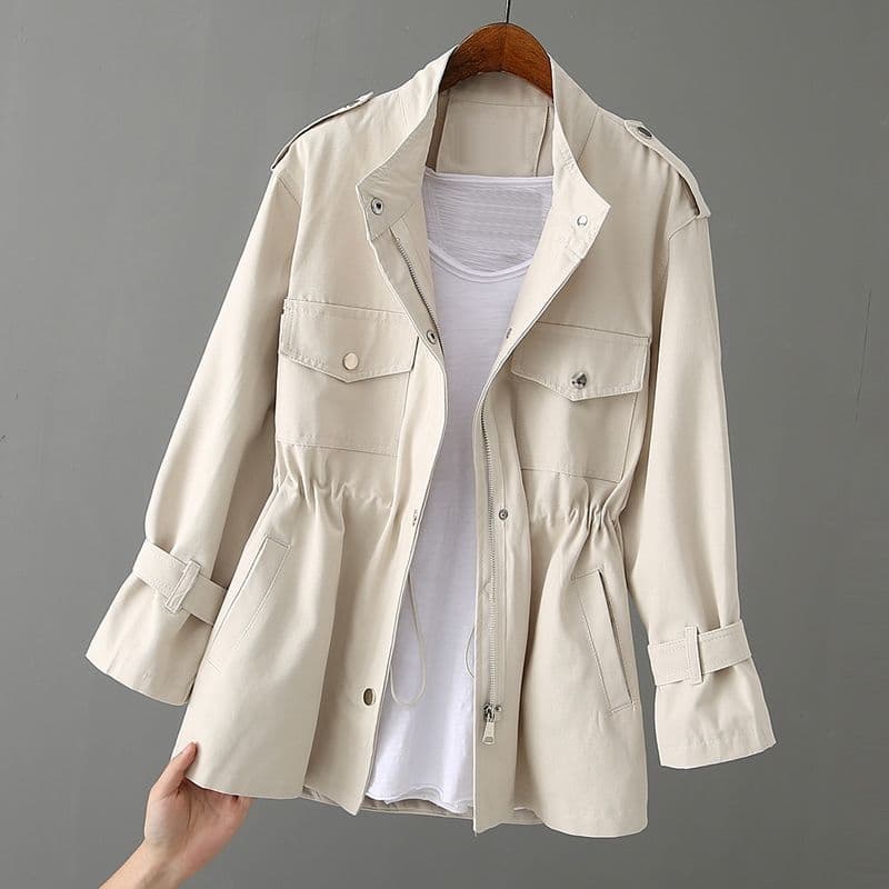 Coat Women's Spring Windbreaker In The Long Spring Dress Wearing A Loose and Versatile Top 2XL apricot