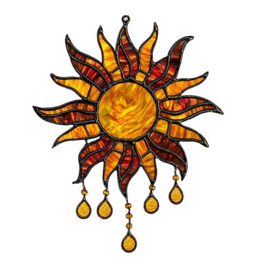 Sun Design Sun Catcher Acrylic Hanging Decoration Stained Glass Inspired Suncatcher Window Decor for Garden or Living Room E