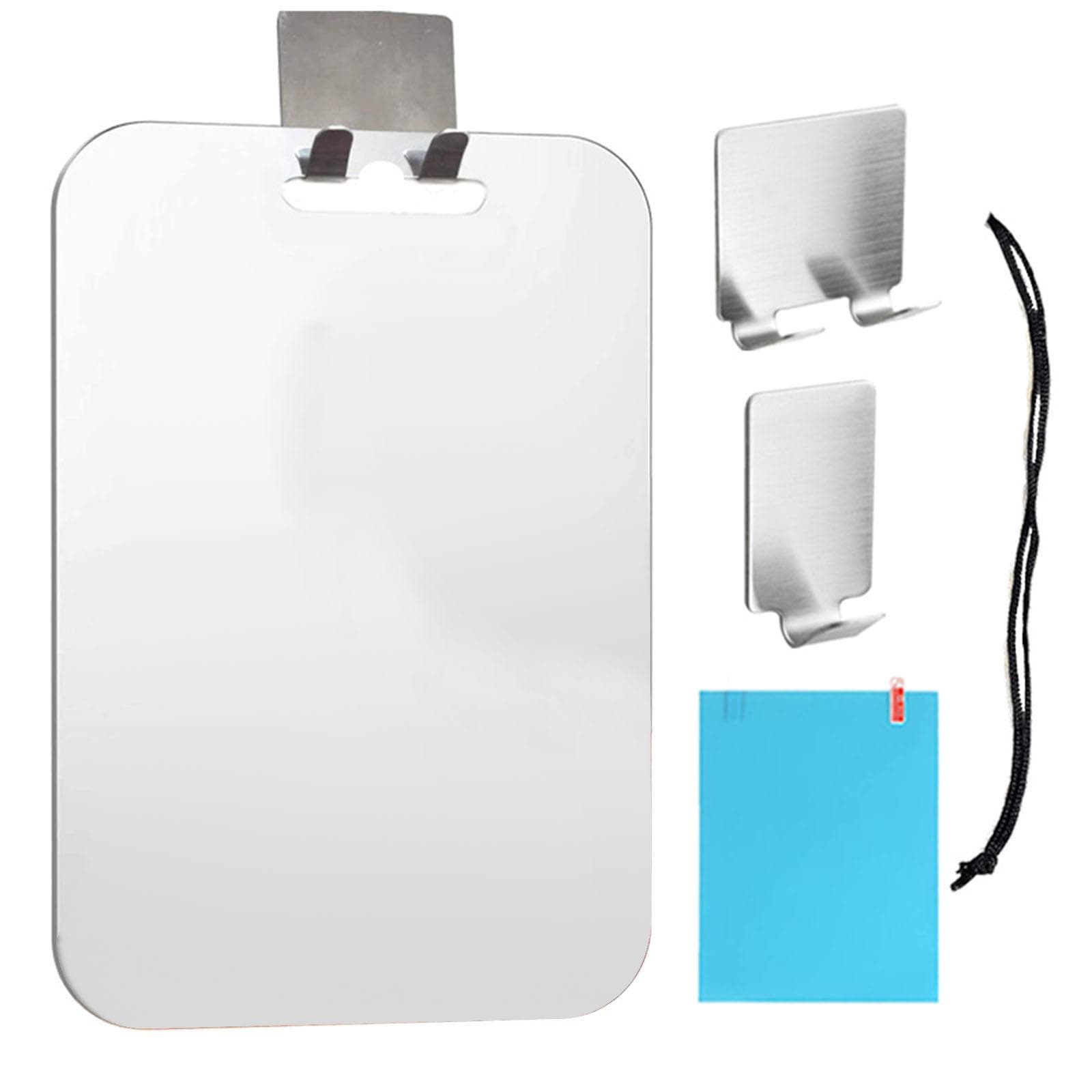 Shower Mirror for Shaving Fogless Bathroom Wall Hanging Mirror with Shaver Hooks Portable Fog-Free silver