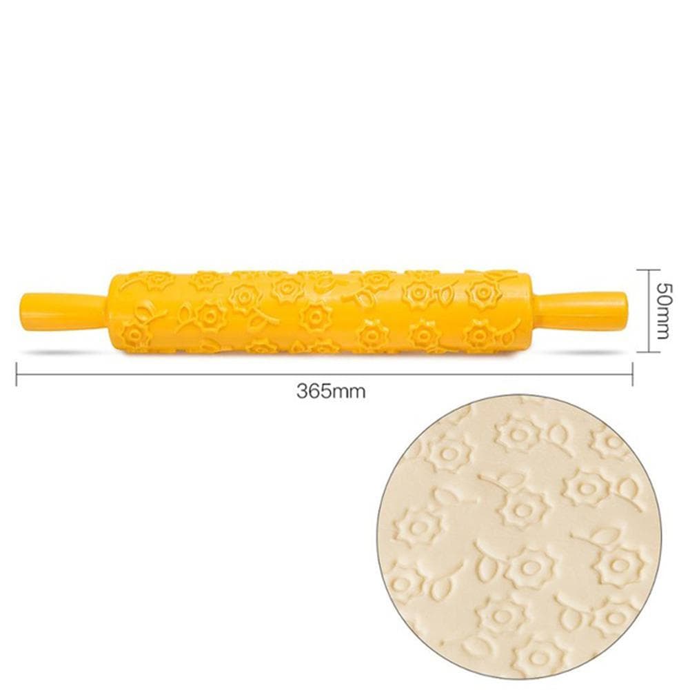 Plastic Non Stick Fondant Rolling Pin Tool Portable Embossed Rolling Pin Fondant Pastry Cake