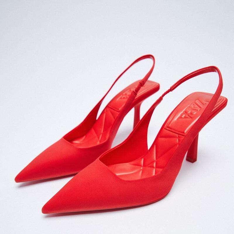 Women Large Size Pointed Toe High Thin Heels Sandals Casual Suede Shallow Mouth Solid Color Lattice Stiletto Single Shoes 35-43 39 red