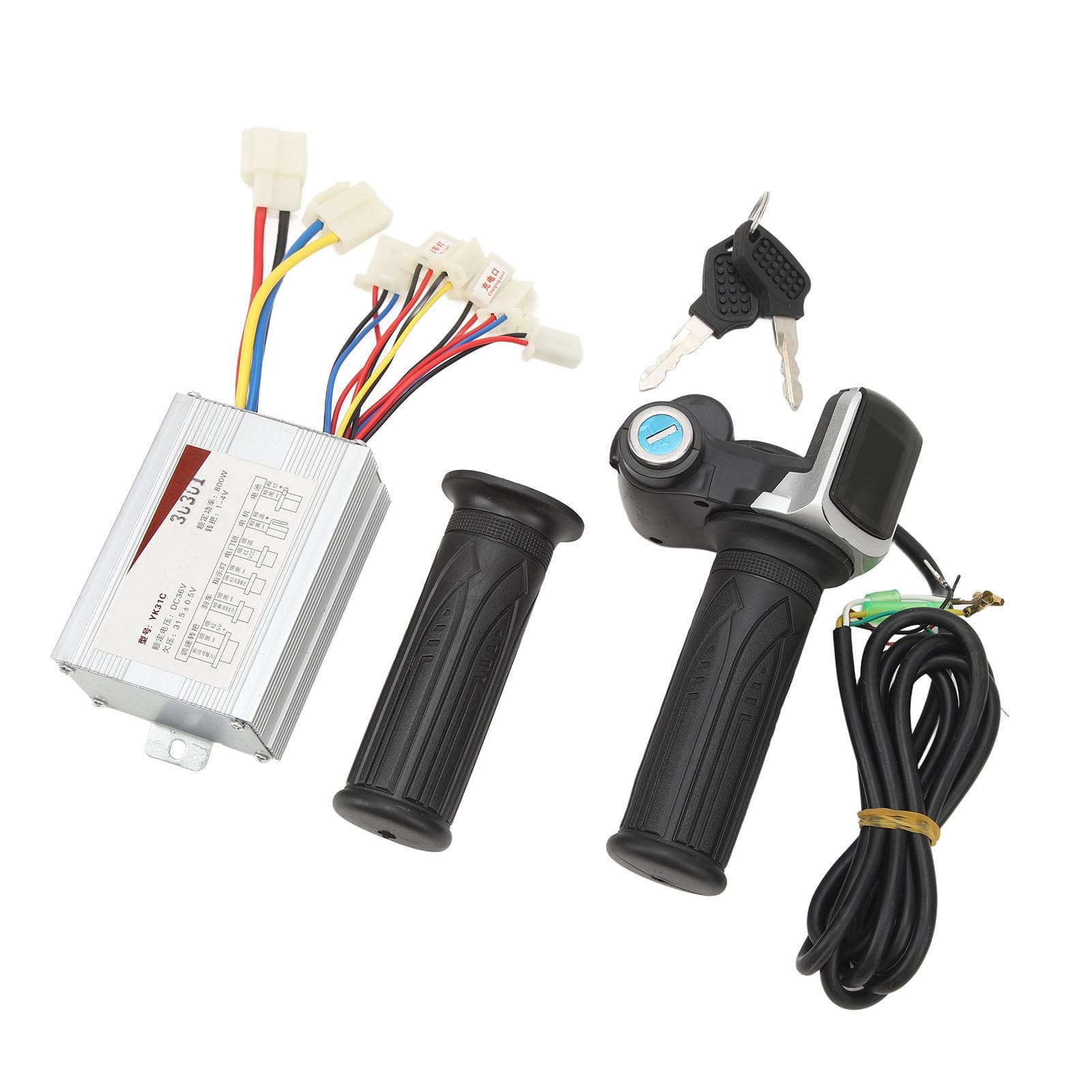36V 800W Electric Bike Conversion Kit Motor Controller Throttle Grip with Square Screen Key Lock