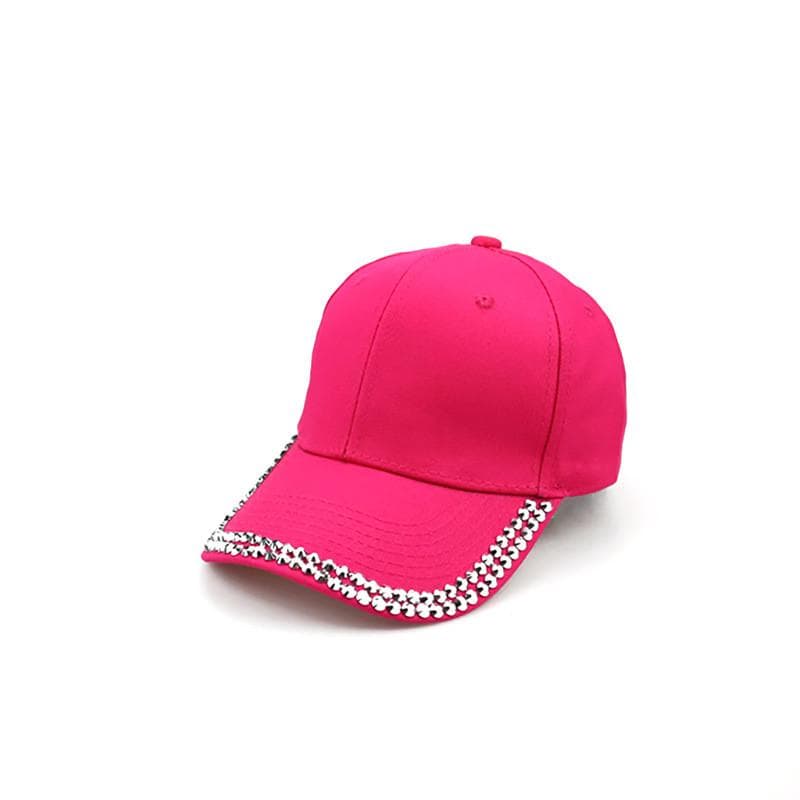 New Fashion Sparkling Cotton Baseball Cap With Adjustable Sunshade For Adults rose red