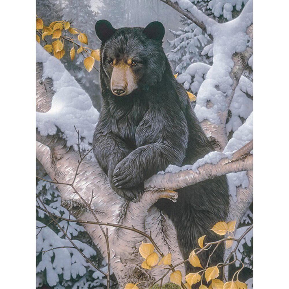 Diy 5d diamond Painting Wall Sticker Rhinestones Animal black bear Cross Stitch 20X30CM