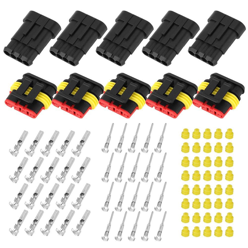 5 Kits 4pin Way Sealed Waterproof Electrical Wire Connector Plug for Car Automobile