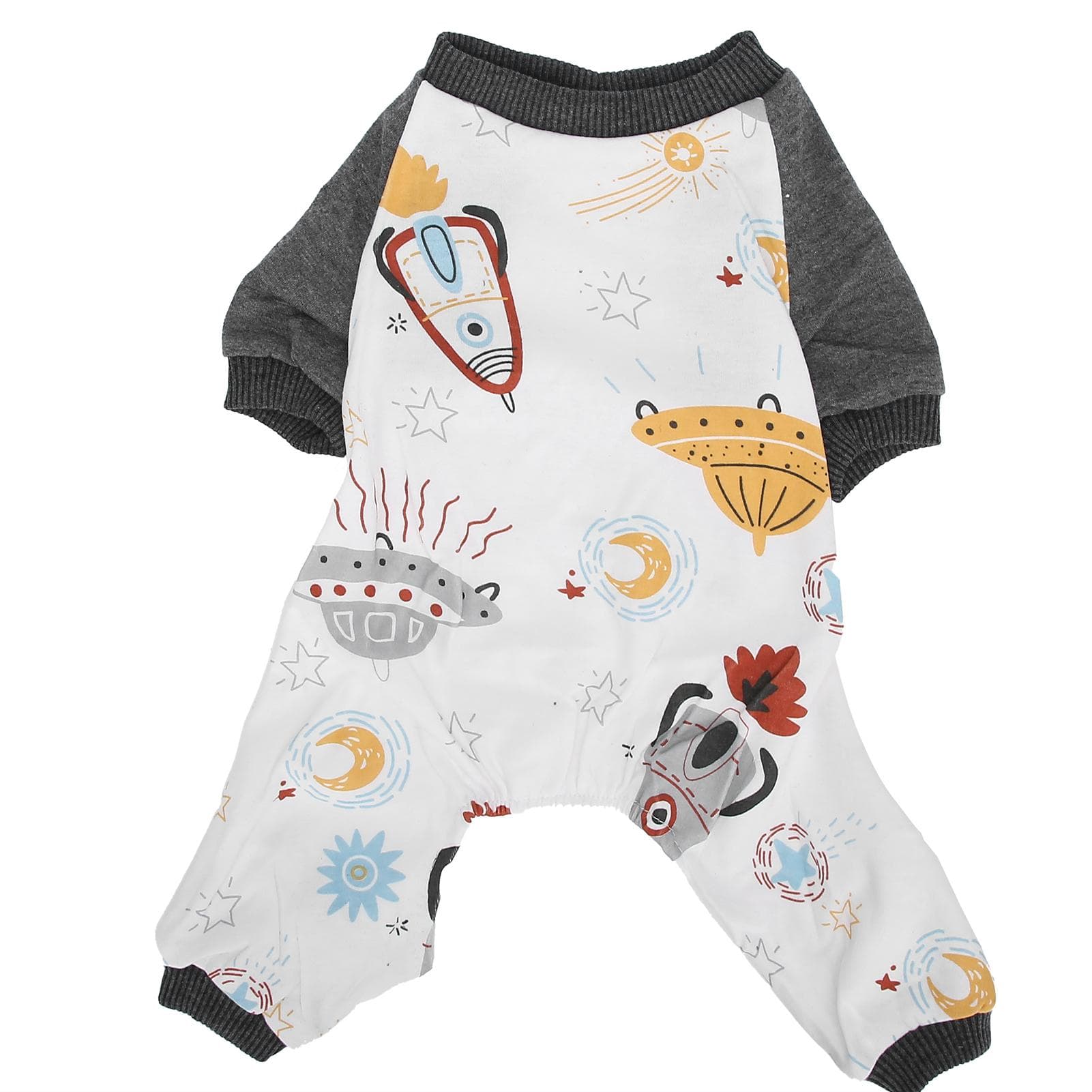 Pet Dog Clothing Puppy Jumpsuit Knit Pajamas Polyester Cute Spaceship Pattern Soft for Spring S(for 2-4kg)
