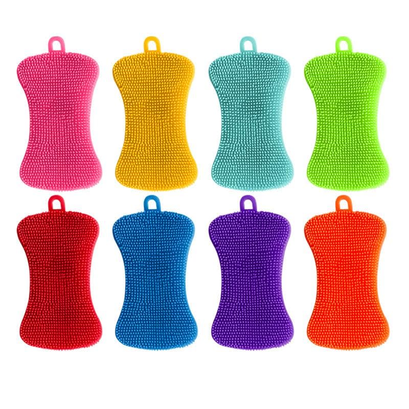 Silicone Dish Washing Brush Pot Pan Sponge Kitchen Cleaning Brush Silicone Scouring Pad Vegetable Fruit Pot Pan Wash Brush green