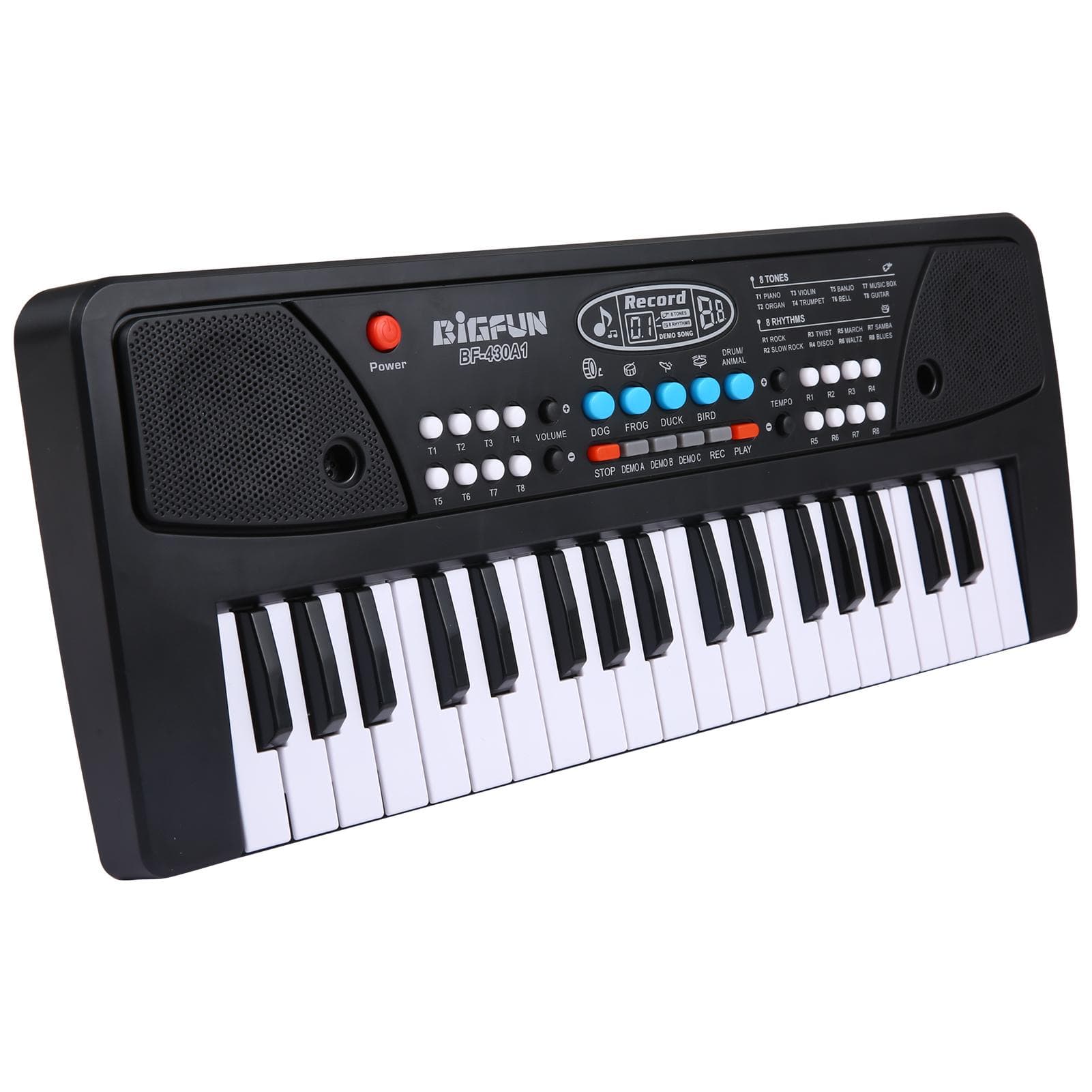 BIGFUN 37 Keys USB Electronic Organ Kids Electric Piano with Microphone Black Digital Music black