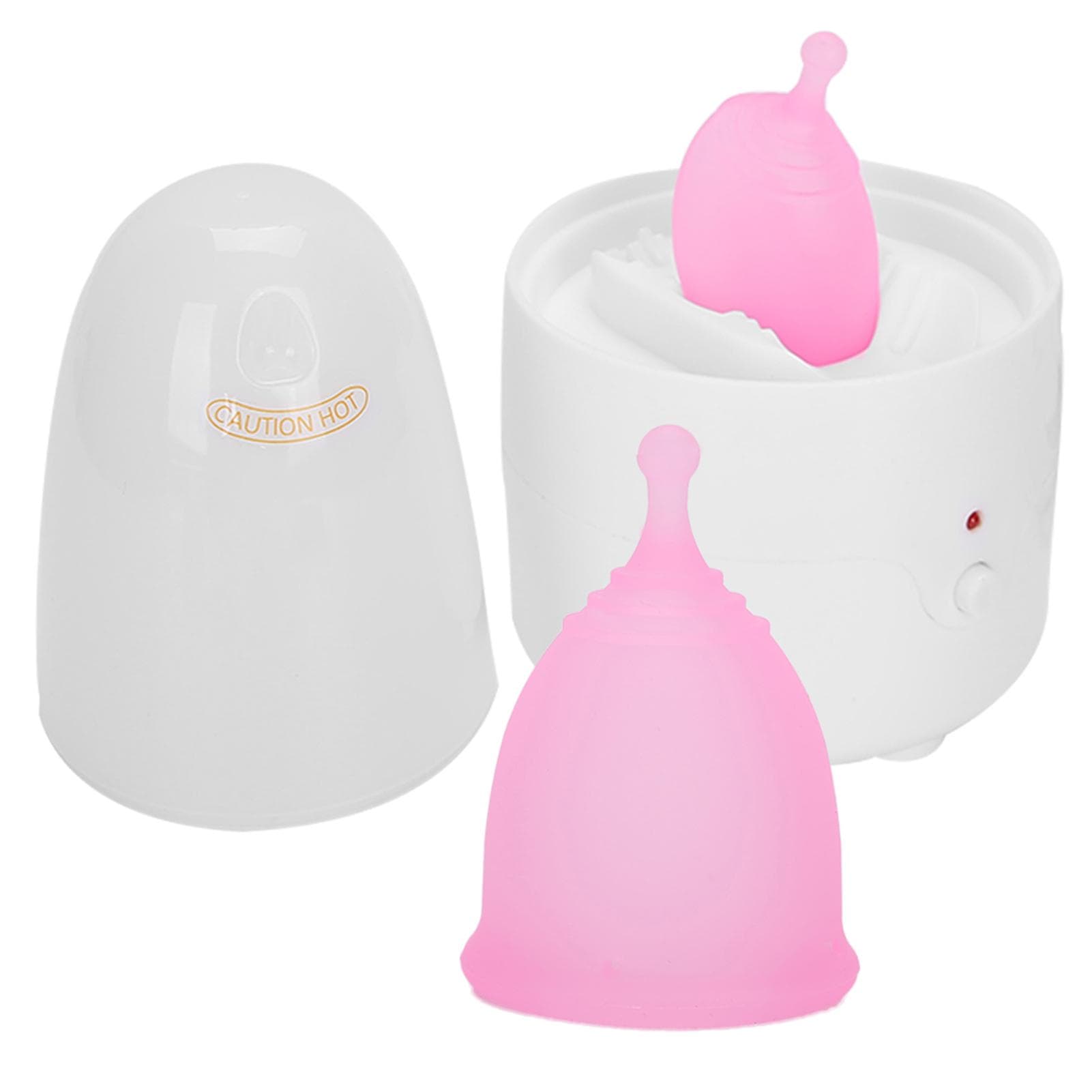 Reusable Female Menstrual Cup Lady Menstrual Cup Cleaner Machine Set (Cleaner Menstrual Cup Pink sL EU Plug