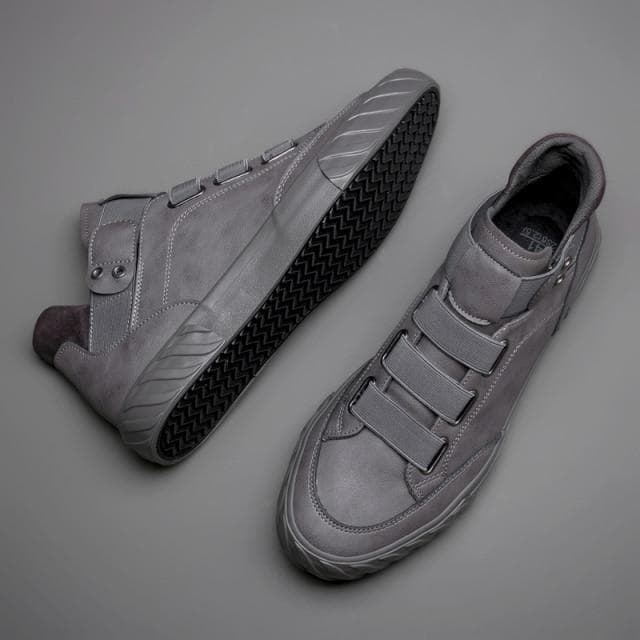 Men 'S Leather Shoes Korean Trend Comfortable Loafer Men Shoes British Fashion Men High Top 39 grey
