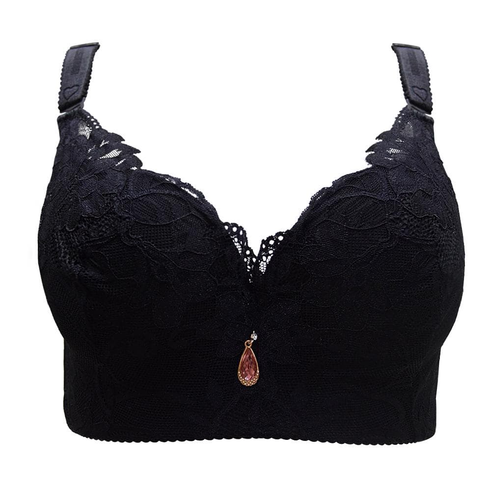 FallSweet Women Bras Push Up Lace Bra Sexy Plus Size Brassiere Comfort Underwear Female 42B black