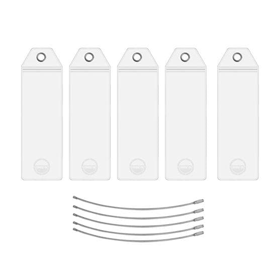 5Pcs/Set Luggage Tag Holder with Steel Ring Clear Waterproof Zip Seal Reusable Luggage Label Sleeve Cruise Essentials A