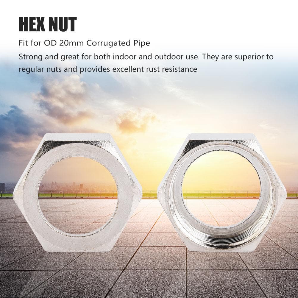 4pcs Bellows 34inch 34 Hex Nuts for Water Heater Corrugated Hose 20mm (4pcs Copper Plating)