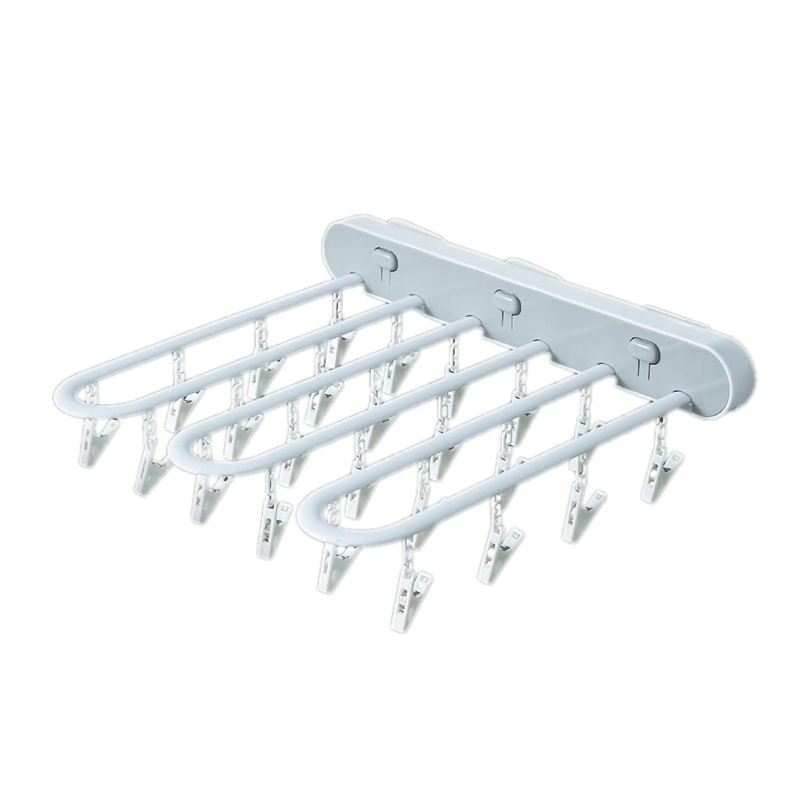 Clothes Drying Rack Wall Mounted Durable ABS Foldable Design Space Saving Clip and Drip Hanger white