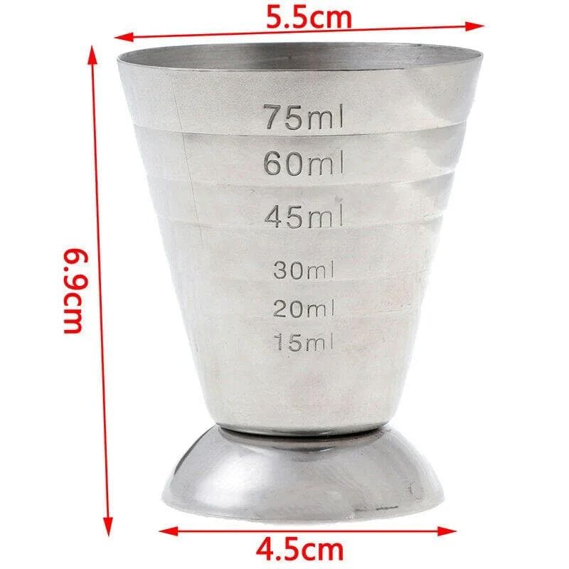 Cocktail Cup Bar Measuring Cup 304 Stainless Steel Glass Ounce Measure Jigger Kitchen Bartender Bar Tools 2.5oz 75ml Barware