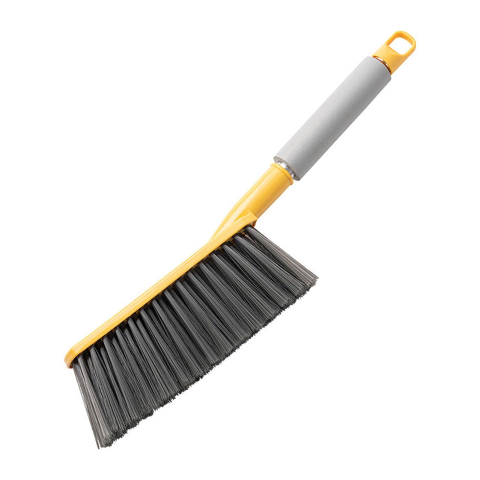 Bed Sweeping Brush Soft Bristle Gentle Sofa Brush with Long Handle Hand Broom Dusting Brush for yellow