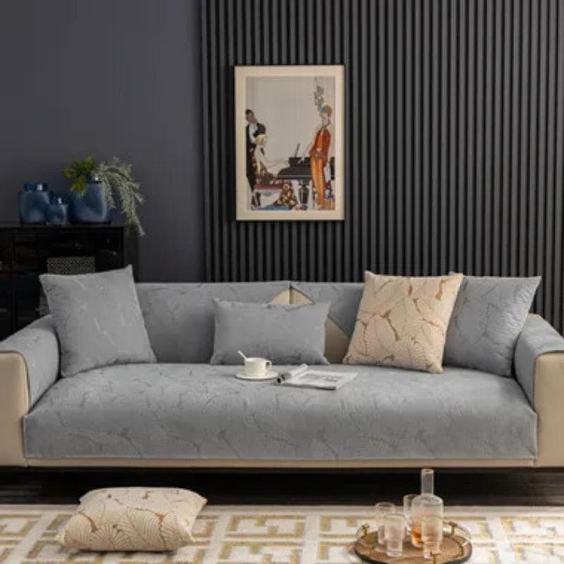 Chenille Sofa Mat Leaf Shaped Non-slip Sofa Cover Universal for All Seasons Sofa Towel for Living Room Modern Home Decor Cushion 70x70cm 1pcs