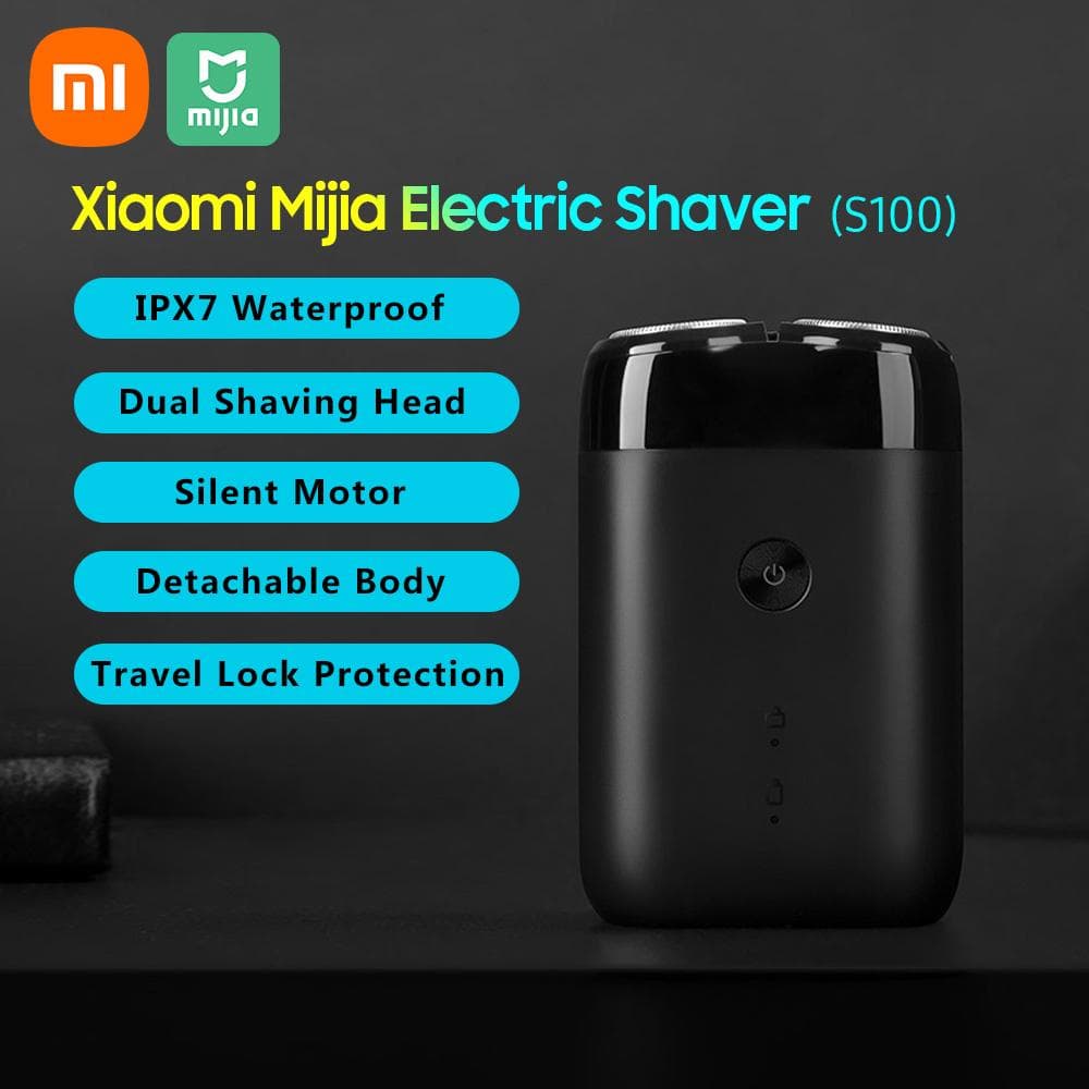Xiaomi Mijia Electric Shaver S100 IPX7 Waterproof Men Razor with Dual Floating Shaving Head Dry&Wet