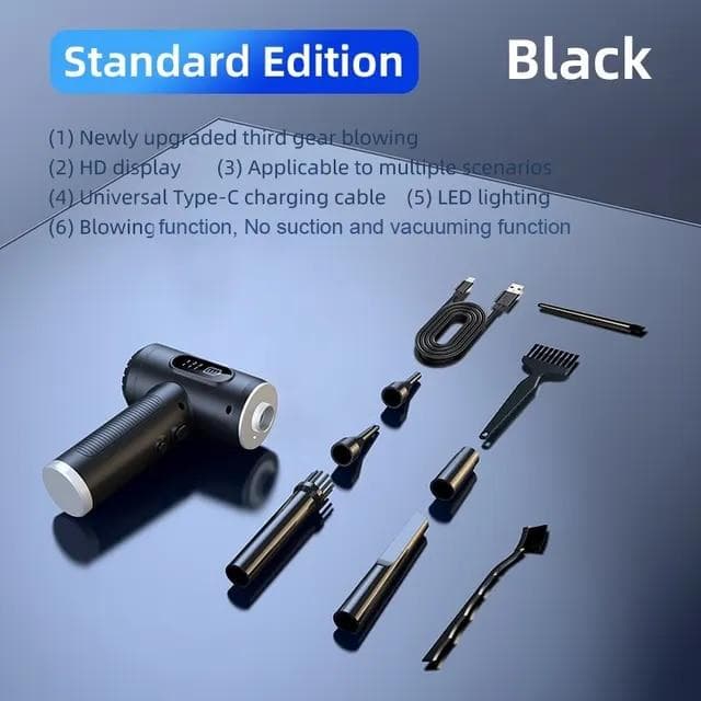2024 New 2-in-1 Air Dust Cleaner 50000 RPM 3-speed Strong Suction Cordless Handheld LCD Vacuum Cleaner for Car Home Computer Blowing Dus