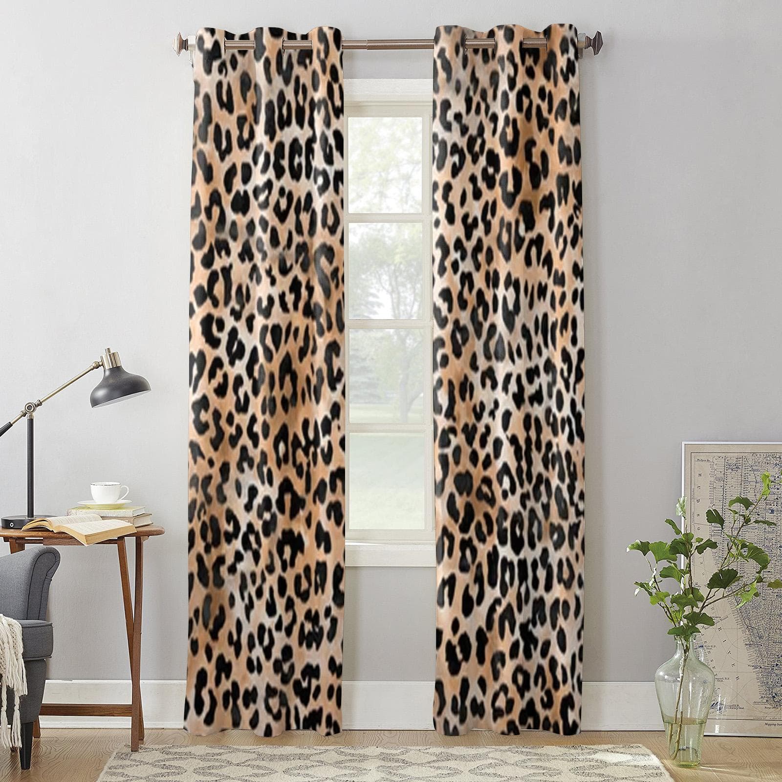Colorful Leopard Pattern Window Curtains For Living Room Luxury Bedroom Decor Drapes Kitchen Window Treatments Curtains 70W x 100H(cm) x2