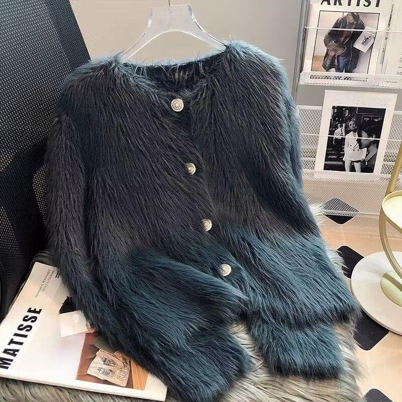 Cashmere knitted cardigan sweater coat women autumn and winter 2023 popular European soft cardigan sweater female One Size black
