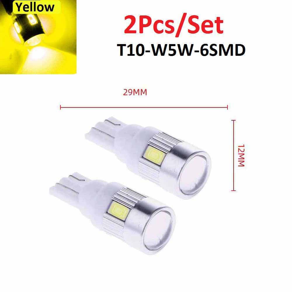 2Pcs/1pc T10 W5W 158 192 Xenon Backup Light Bulbs LED CANBUS 6SMD 5630 Interior Light 2Pcs yellow