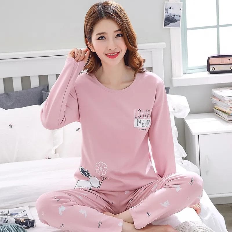 Women Cotton Pajamas Set Long Sleeve Pyjamas Suit Spring Autumn Sleepwear Casual Simple Loose Home Wear Tops and Pants Sets Cute Nightwear 3XL