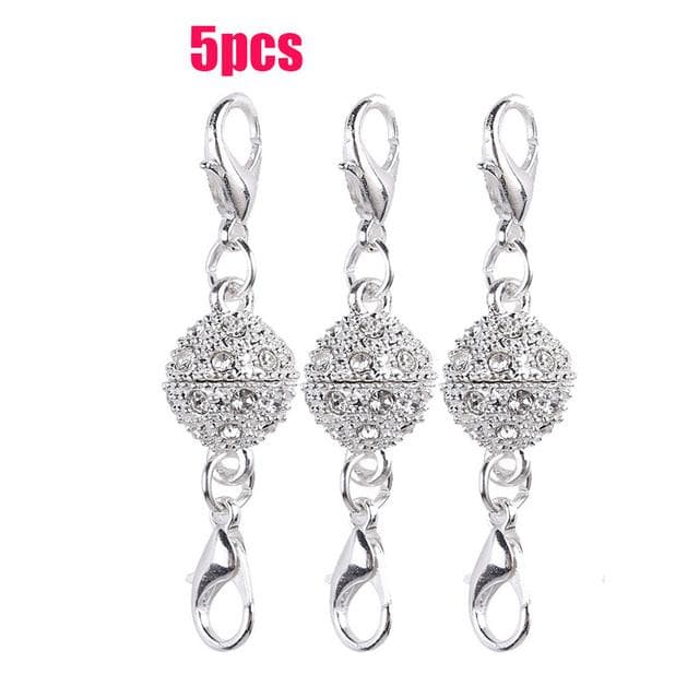 1/5pcs Crystal Clasp Buckles for Bracelet DIY Necklace 5pcs silver