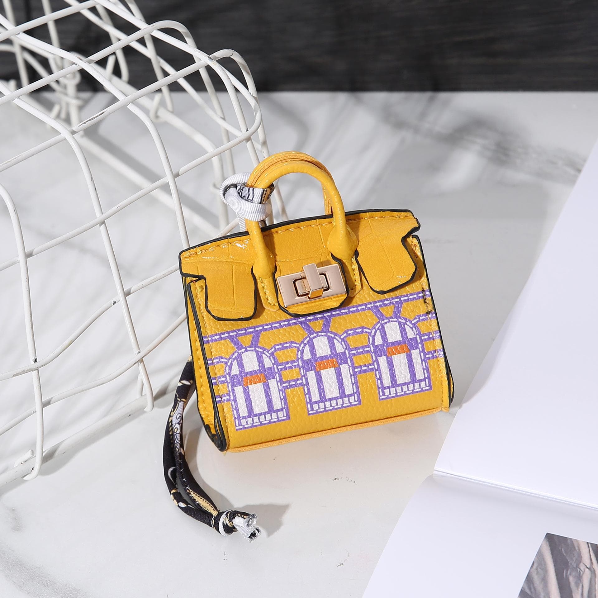 Mini Bag Pendant House Small Bag New Fashion Pendant Mouth Red Envelope Earphones Charter Key yellow