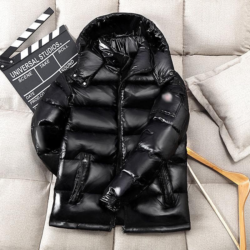 New Glossy Down Jacket for Men and Women with The Same Short Hooded Thickened Warm Jacket Fashionable Cold-proof Clothing 4XL