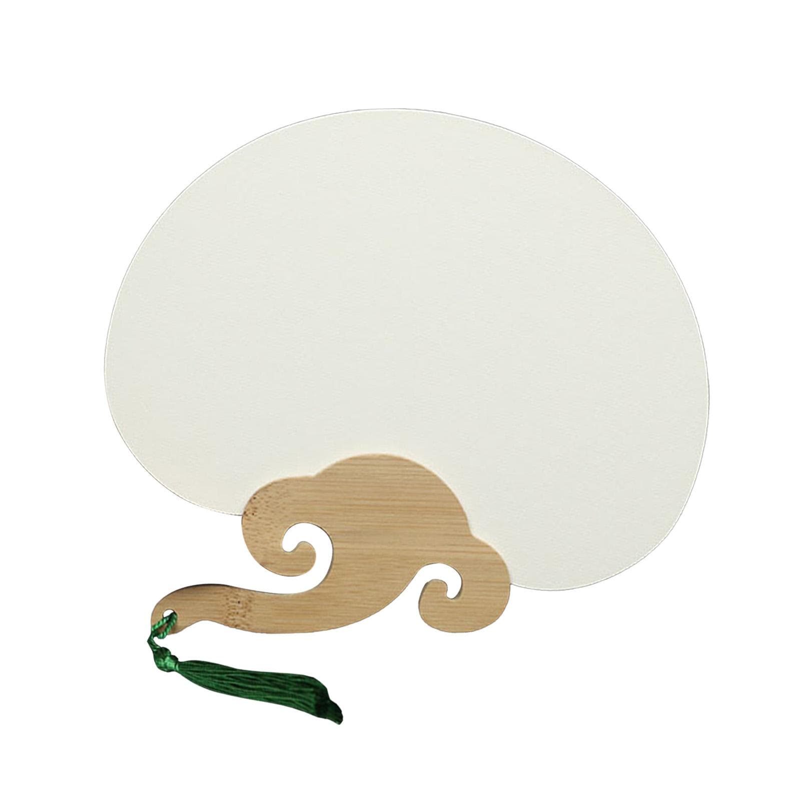 Mini Paper Fan Blank Small Light Portable Ergonomic Handle Tassel Design Chinese Fan for Party white