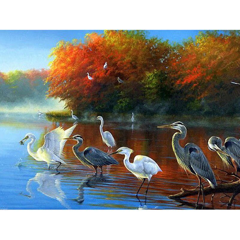 Diamond Painting Cross Stitch Full Round Drill Predatory crane Diamond Embroidery 20X30CM