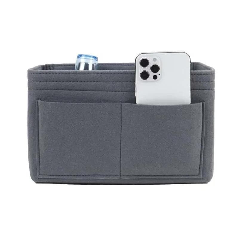 New Women Make Up Organizer Felt Insert Bag for Handbag Travel Inner Purse Portable Cosmetic Bags Fit Various Bags grey