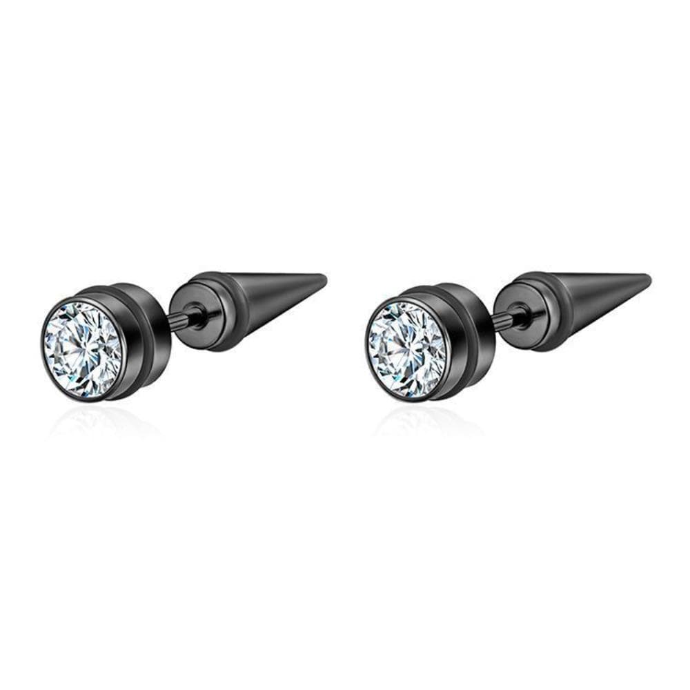 2Pcs Streetwear Zircon Earrings Crystal Stainless Steel Earring Simple Stud Earrings Men Men black