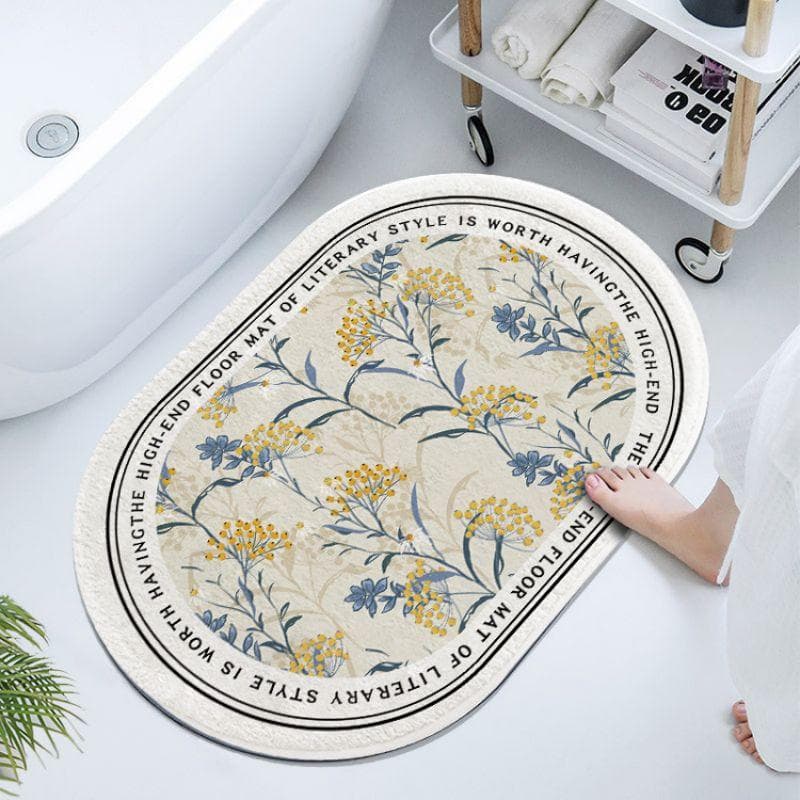 Imitation Cashmere French Vintage Oval Soft Cushion Bathroom Water-absorbent Floor Non-slip Foot Quick-drying Door Mat 50X80CM
