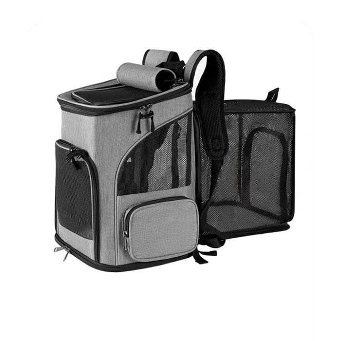 Breathable Pet Cat Carrier Backpack Foldable Pet Transport Travel Bag Expandable Large Capacity Creative for Cats Dogs grey