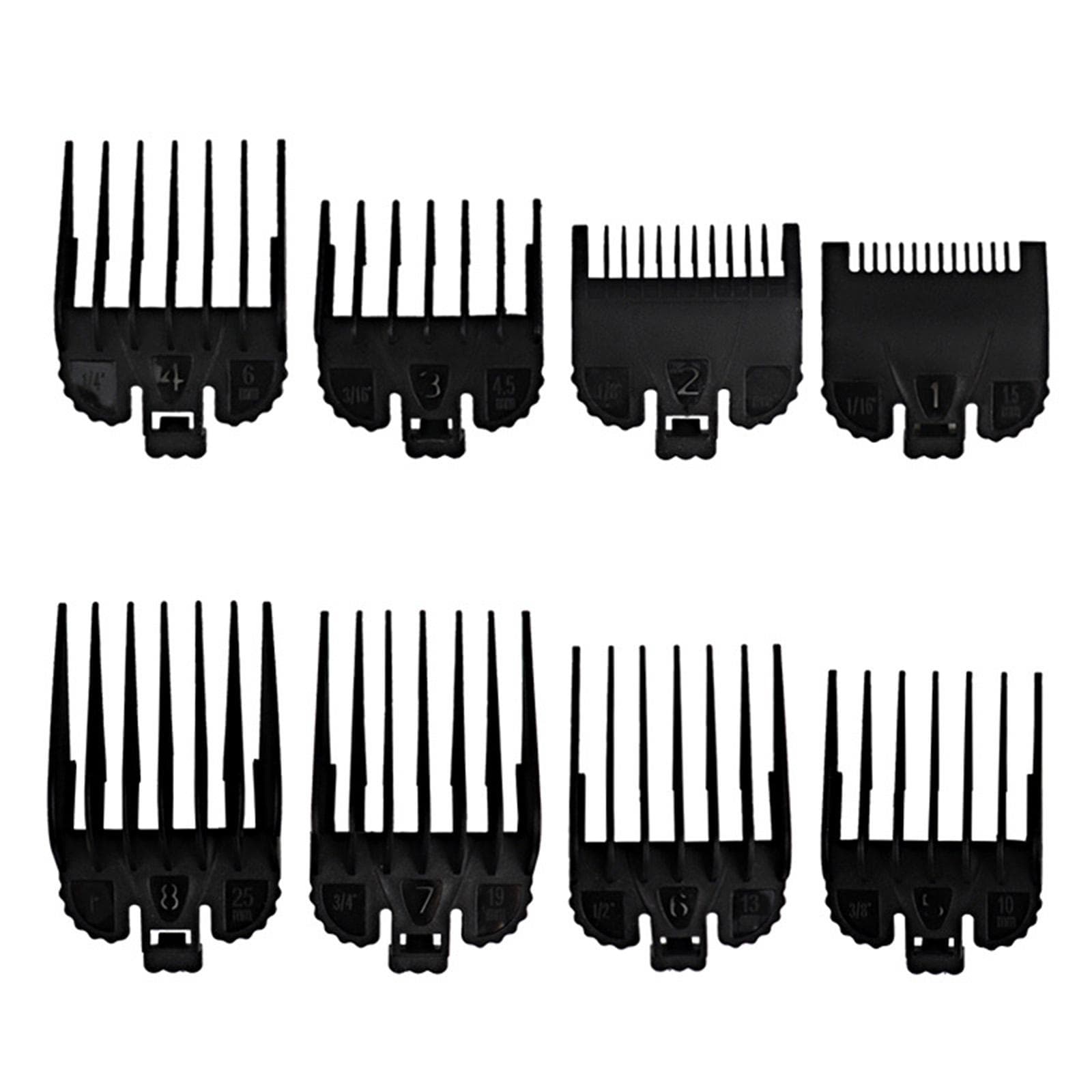 8 Sizes Professional Cutting Guide Comb Set Limit Comb Set Replacement for Wahl Electric Hair black