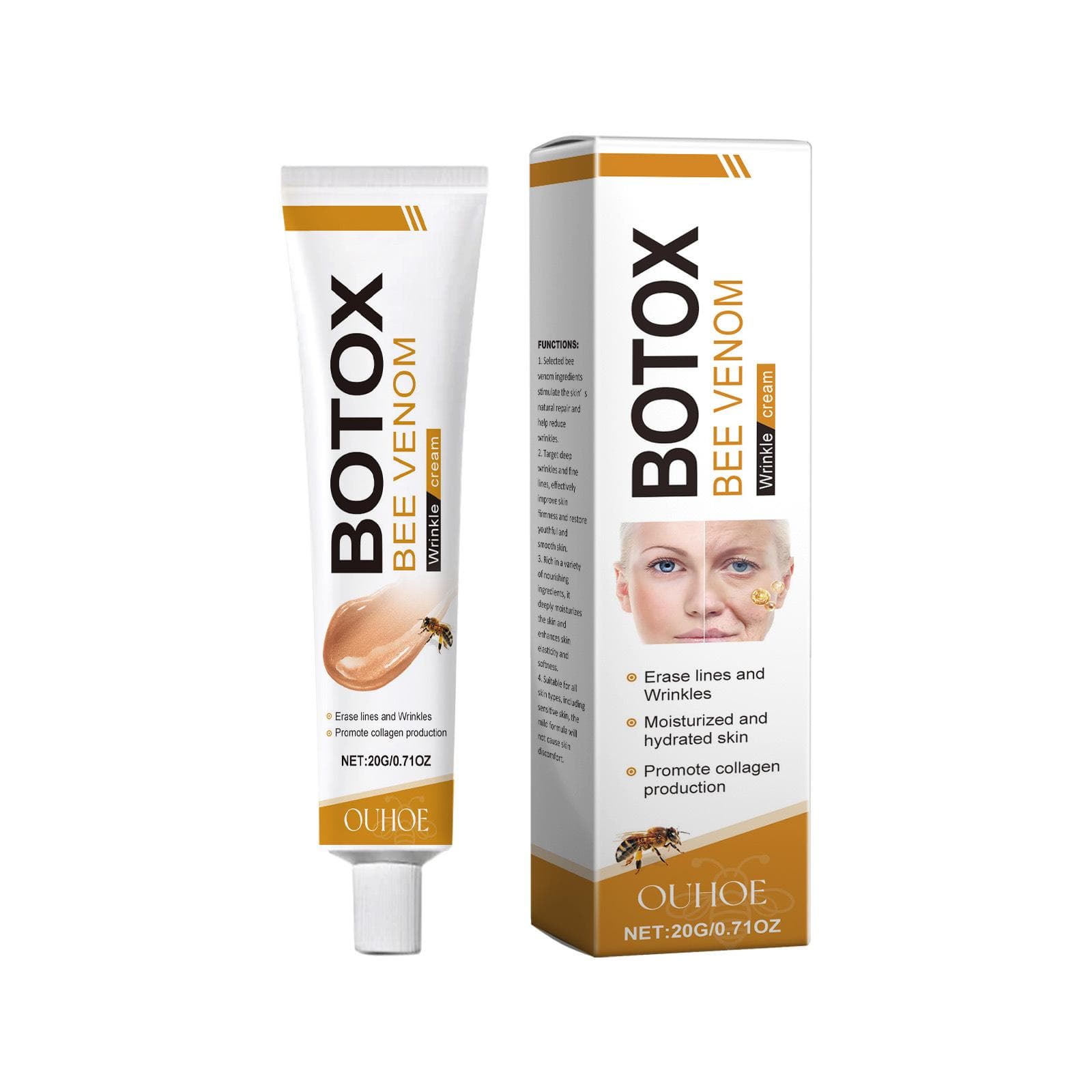 Anti-Aging Collagen Peptide Cream - Deep Hydration & Skin Firming Treatment, Fast-Absorbing Wrinkle Reducer for Youthful Glow 20g