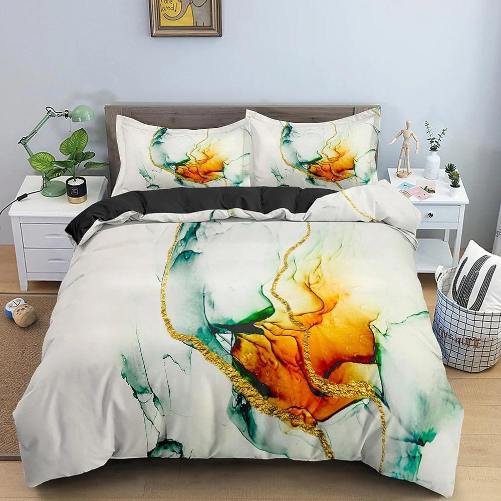 Marble Texture Bedding Set Boys Girls Twin Queen Size Duvet Cover Pillowcase Bed Kids Adult Fashion Home Textileextile 70x133cm 2pcs