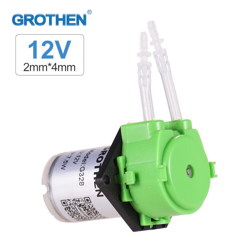 GROTHEN DC 12V Dosing Pump Peristaltic Pump Mini Water Liquid Peristaltic Dosing Pump Dosing Pump Head Pump 2mmX4mm green