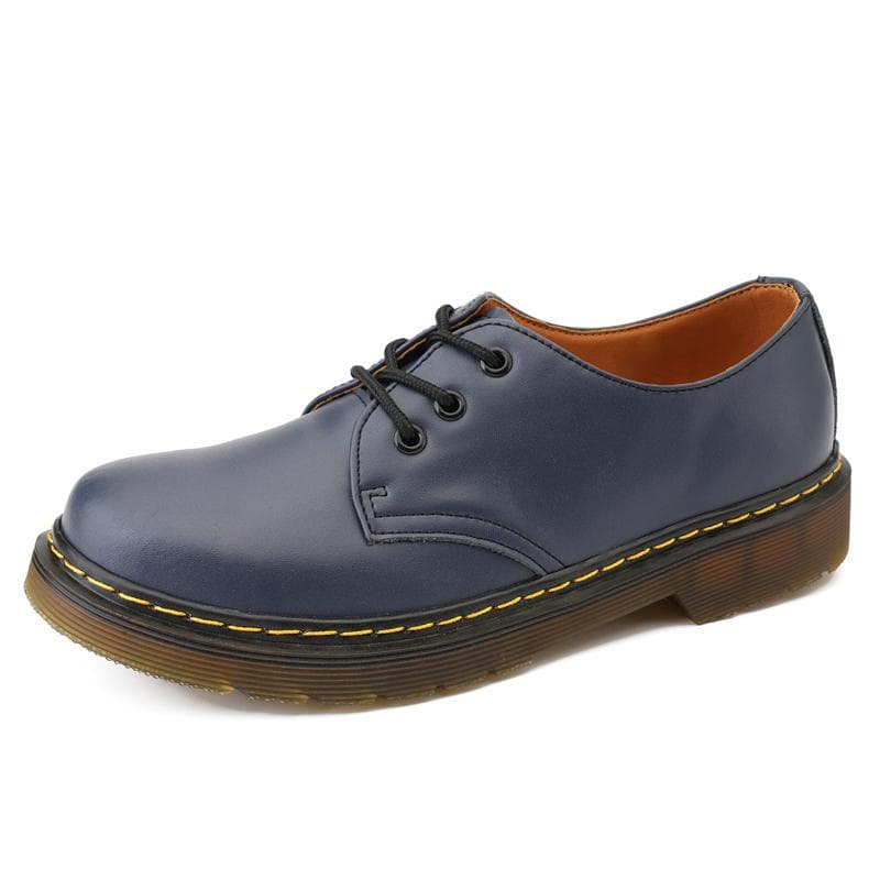 High-quality Thick Bottom Men Shoes Outdoor Beef Tendon Outsole Genuine Leather Work Shoe Casual Large Size Lace Up Oxford Shoes 45 blue