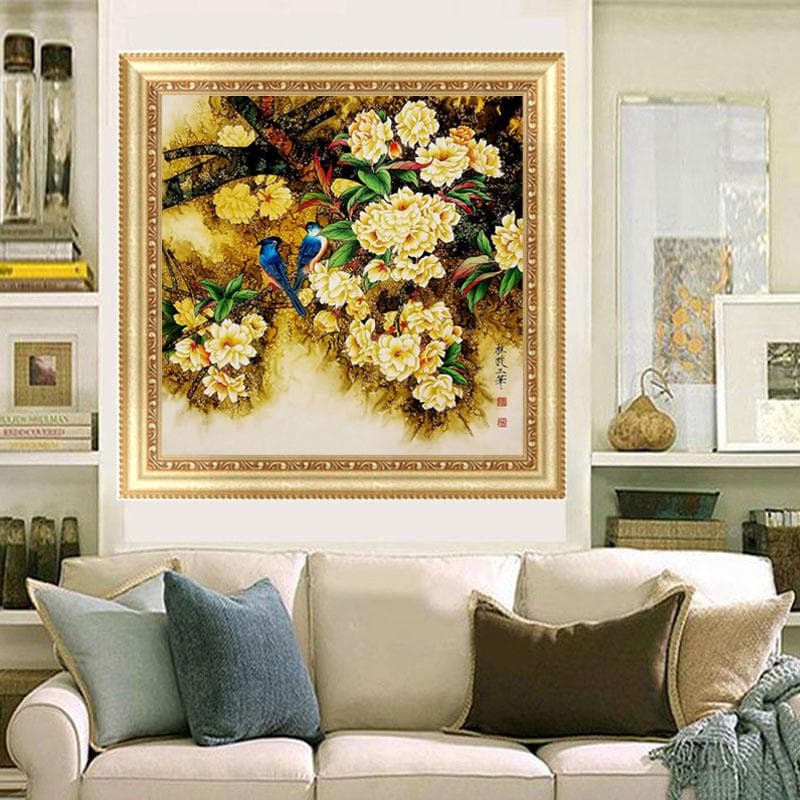 Embroidery Handicrafts Diy 5D Diamond Embroidery Painting Cross Stitch Birds Flowers and Butterflies 30x30CM