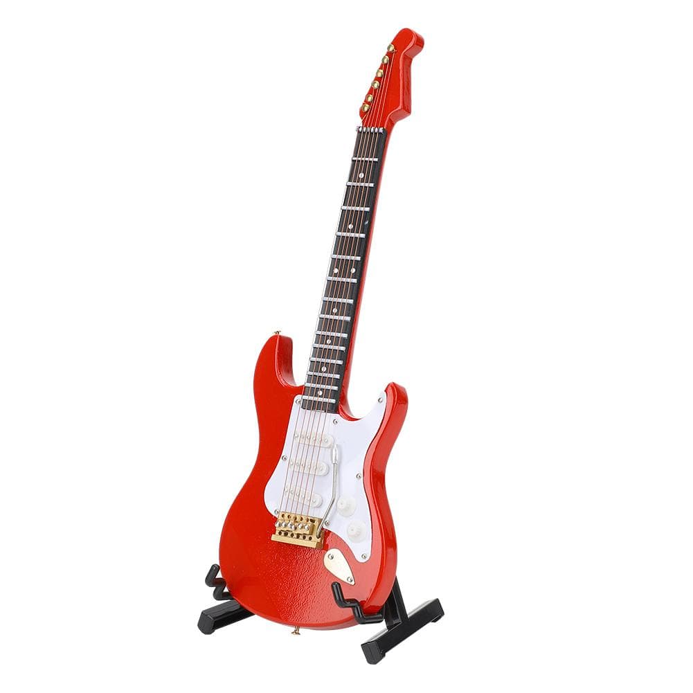 Miniature Red Electric Guitar Model Musical Instrument Crafts Ornament Gift