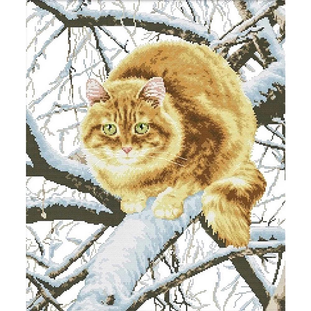 DIY 5D Diamond Painting Cross Stitch Cat on the tree Mosaic Diamond Embroidery Needlework 20X30CM