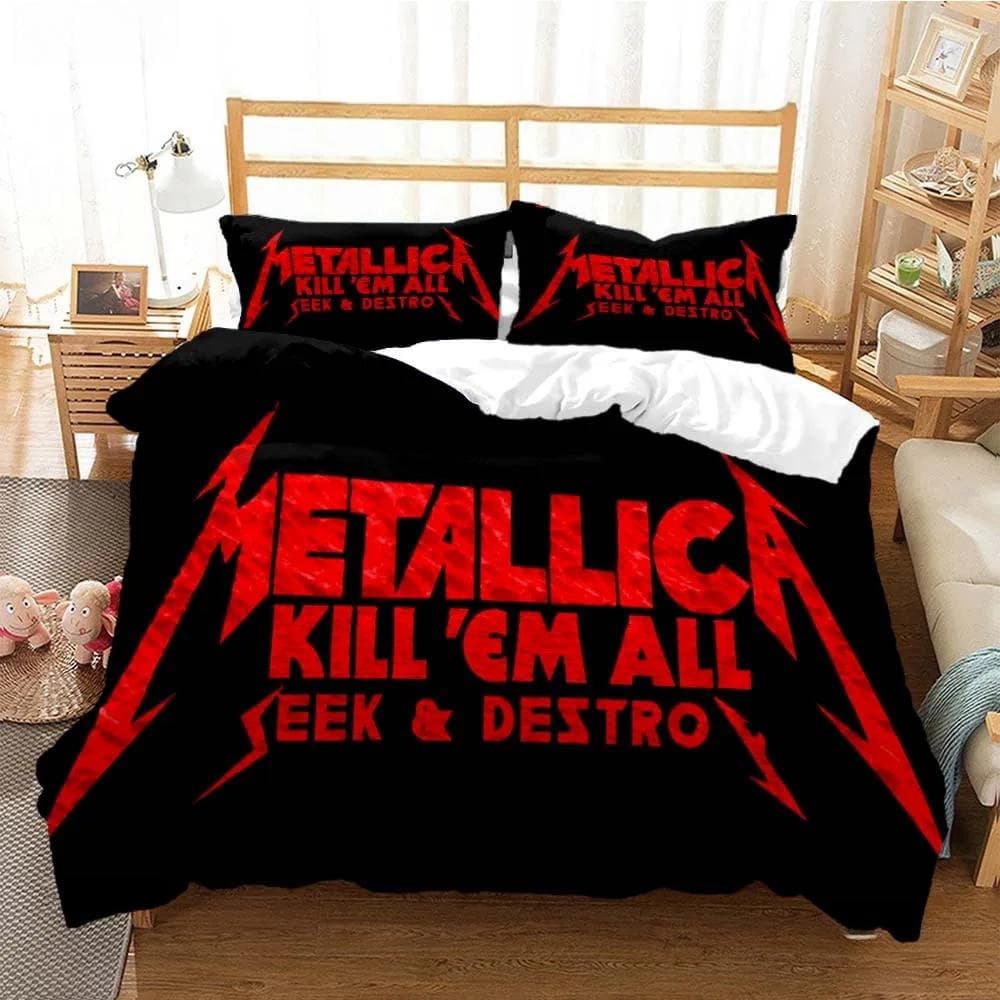 Metal Music Band M-Metallica Bedding Set Single Twin Full Queen King Size Bed Set Adult Kid Bedroom Duvet cover Set Home Textile EU King 240x220cm