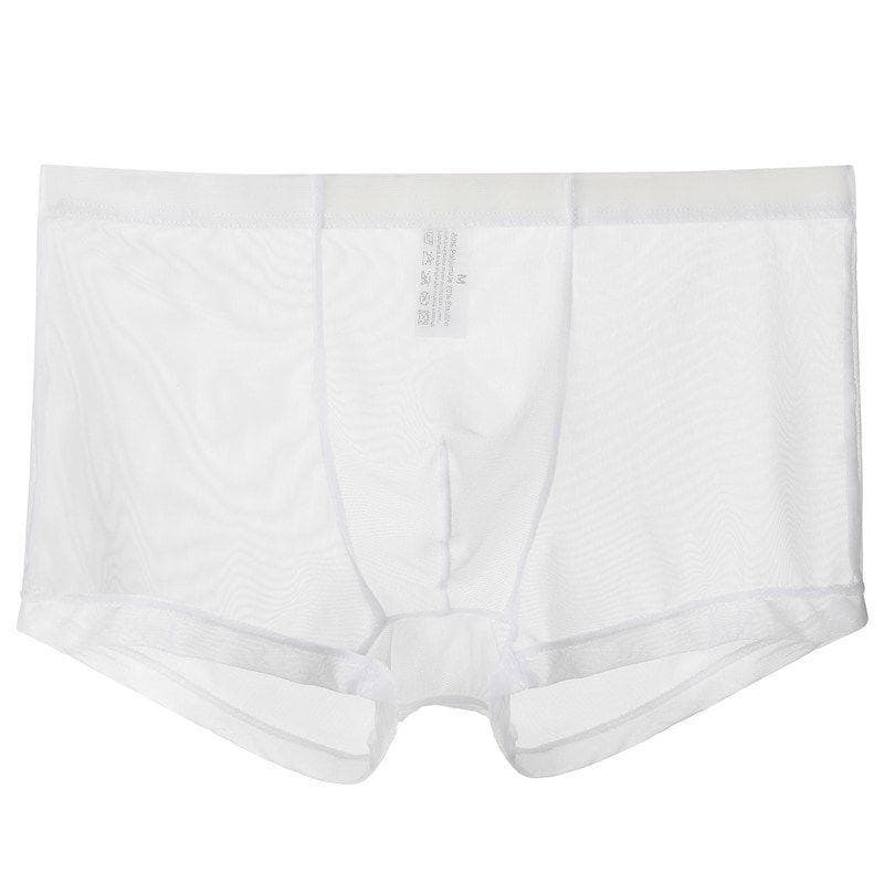 Fully Transparent Men'S Sexy Boxer Panties, Thin Ice Silk Mesh Large Size Four-Corner Ice Silk Printed Boxers 2XL